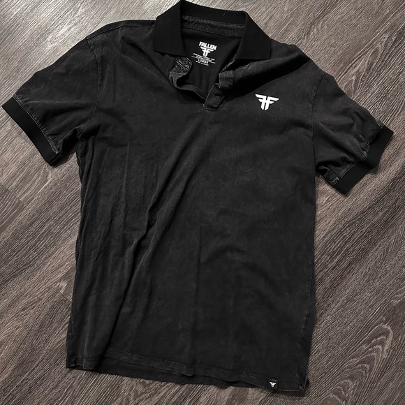 Fallen Other - Fallen Footwear POLO TEE BLACK ENZYMATIC / WHITE